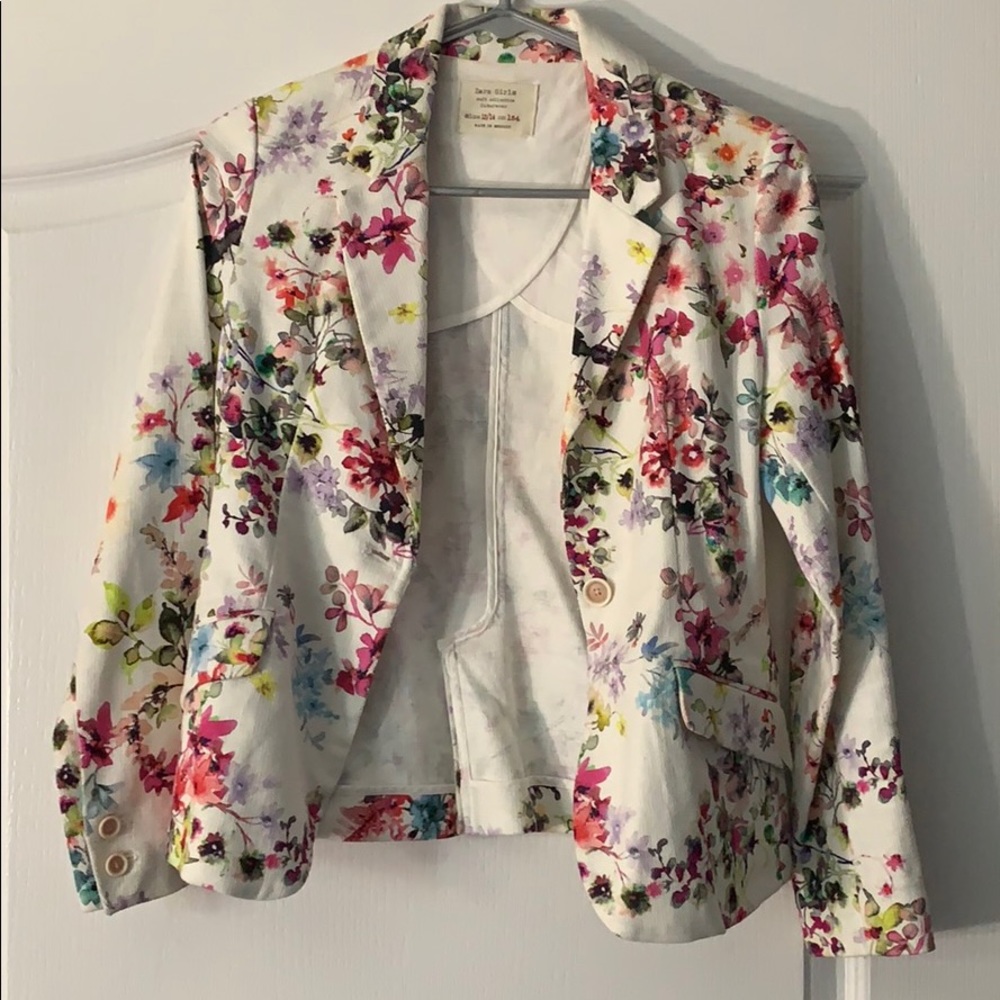 Zara girls floral blazer